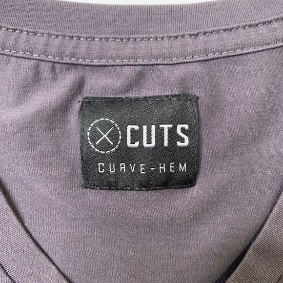 Cuts Shirt Mens L Large Fitted Chalkboard Curve Hem V Neck Short Sleeve Muscle - Picture 4 of 7